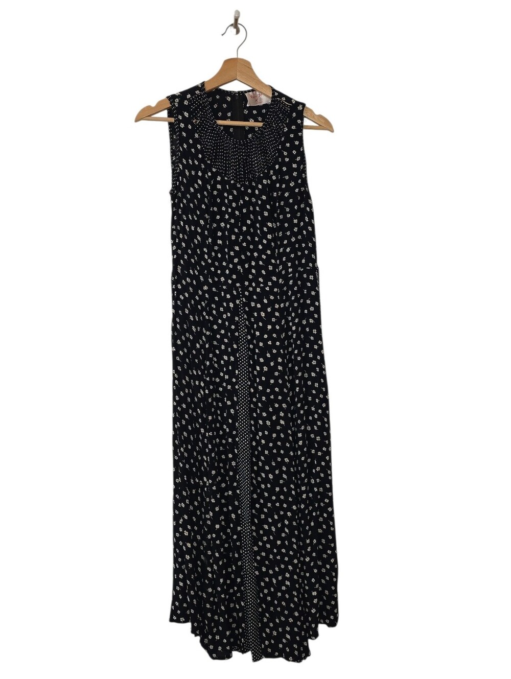 RENÉ DERHY Vintage 90s Black White Sleeveless Midi Dress Medium Like New